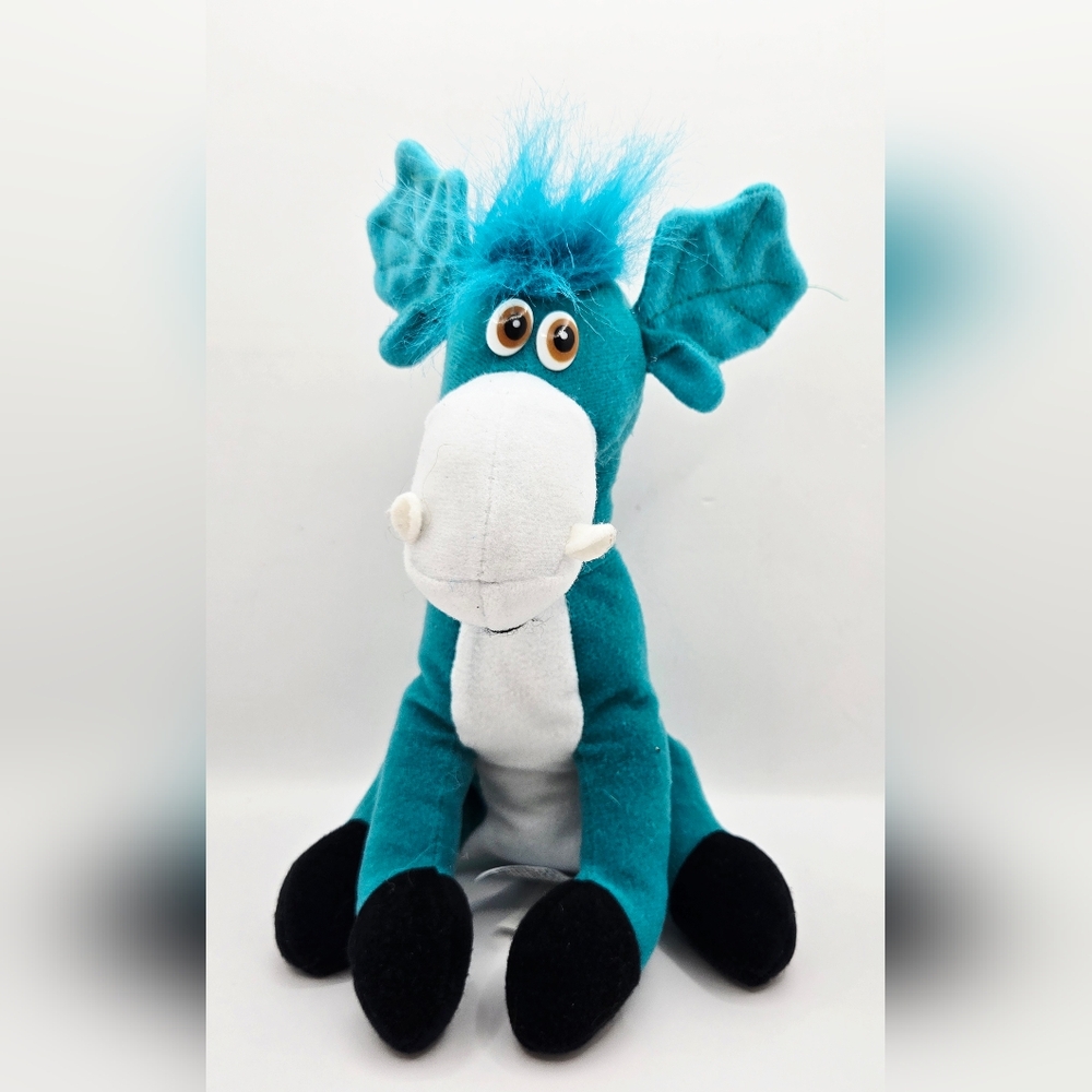 Vintage Acme‎ Premium Supply Teal Blue Moose Antlers 12" Plush 1994 Bullwinkle
